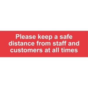 Please Keep A Safe Distance Internal Floor Sticker Red