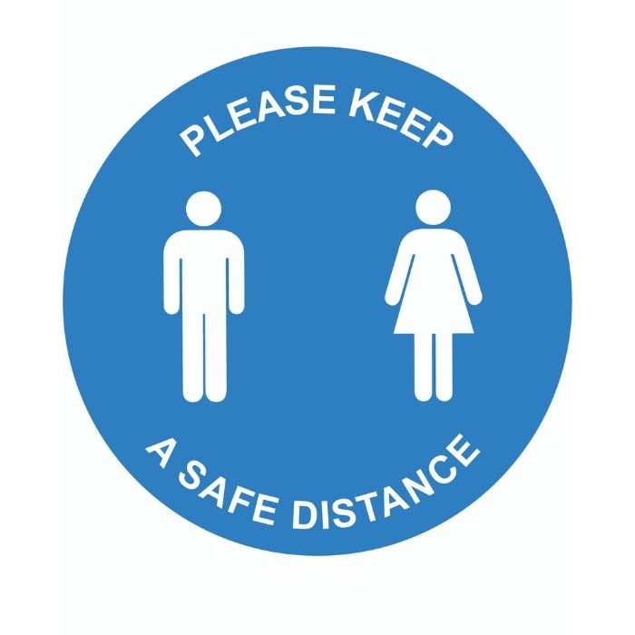 Please Keep a safe distance External Floor Sticker Blue Circle