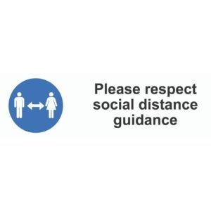 Please Respect Social Distancing Guidance External Floor Sticker Blue