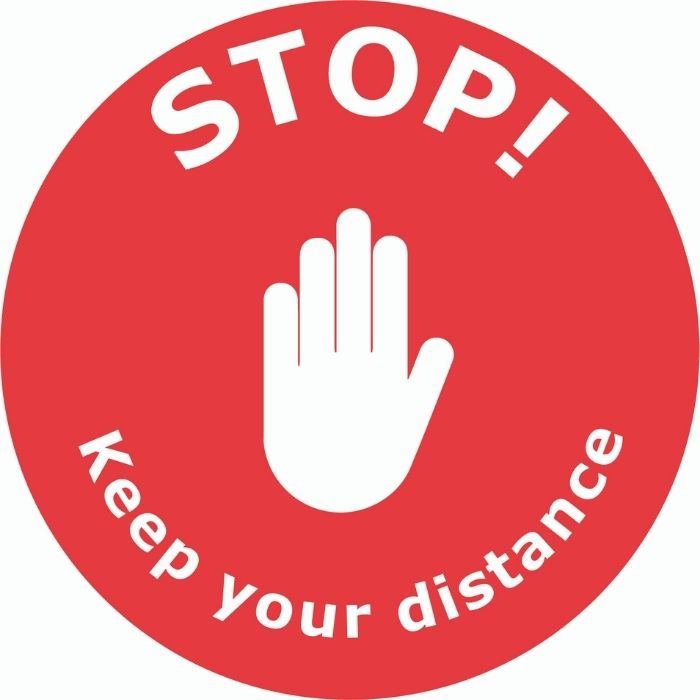 Stop Keep your Distance External Floor Sticker Red